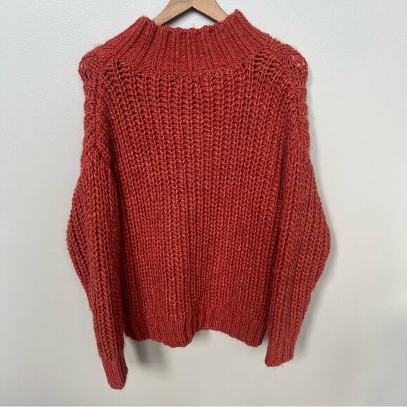 NWT Universal Thread Rust Chunky Cable Knit Mock Turtleneck Pullover Sweater M - Picture 3 of 9
